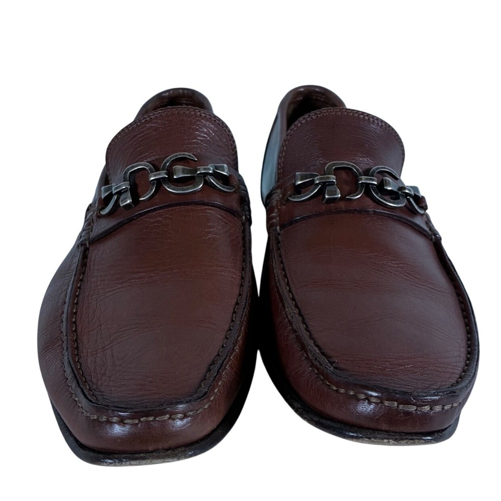 Dolce & Gabbana Mens Brown Leather Chain Loafers Made in Italy 9833 1445 Size 6